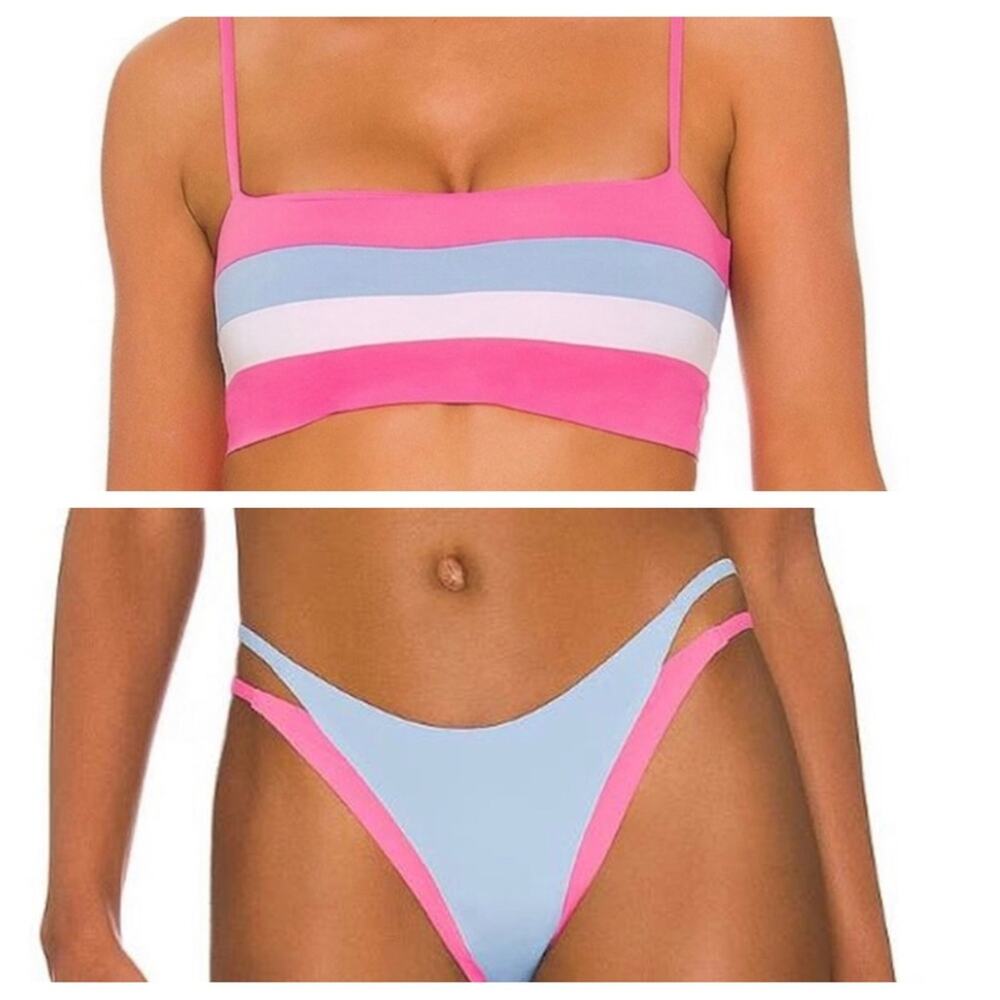L*Space Bikini Swimwear Set Rebel Stripe Top Billie Bottom XS NWT